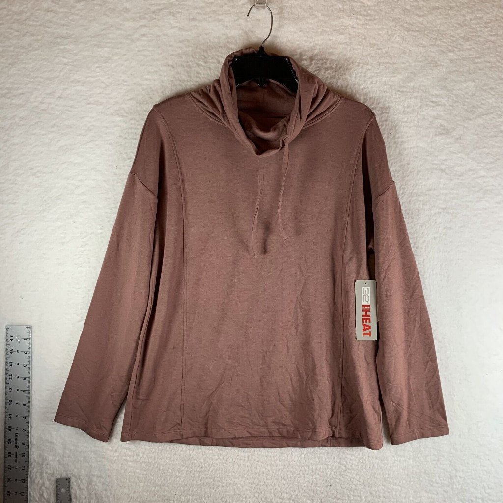 32 Degrees Heat Sweatshirt Women's Medium Plum Rose Drawstring Cowl Neck 7721